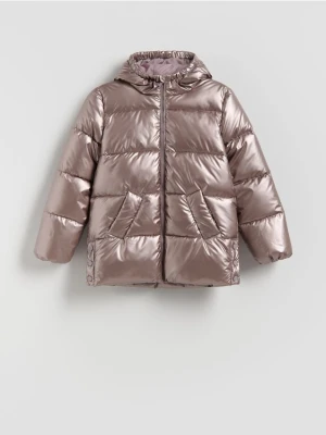 Reserved - Pikowana kurtka z połyskiem - fioletowy
