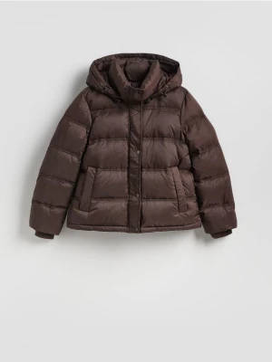 Reserved - Pikowana kurtka z puchem - brązowy