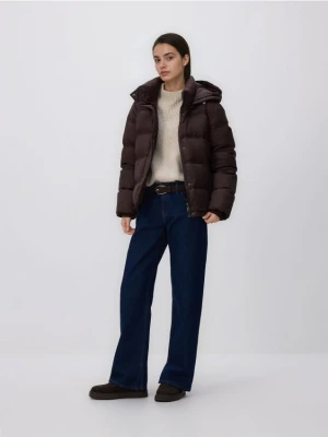 Reserved - Pikowana kurtka z puchem - brązowy