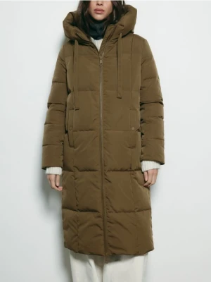 Reserved - Pikowana kurtka z puchem - ciemnozielony