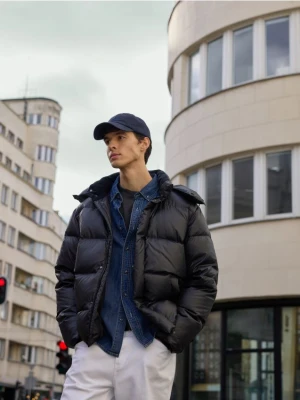 Reserved - Pikowana kurtka z puchem - czarny