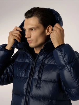 Reserved - Pikowana kurtka z puchem - granatowy