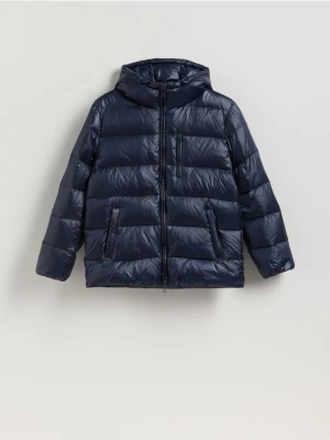 Reserved - Pikowana kurtka z puchem - granatowy