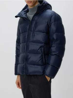 Reserved - Pikowana kurtka z puchem - granatowy