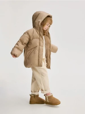 Reserved - Pikowana kurtka z puchowym wypełnieniem - beżowy