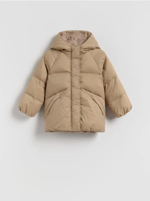 Reserved - Pikowana kurtka z puchowym wypełnieniem - beżowy