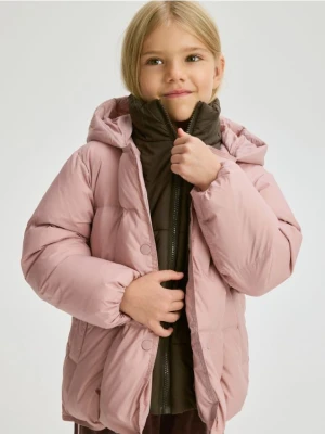 Reserved - Pikowana kurtka z puchowym wypełnieniem - różowy