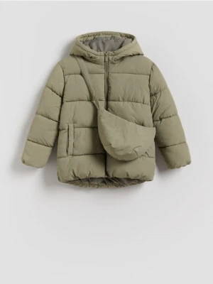 Reserved - Pikowana kurtka z torebką - zielony