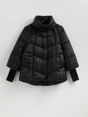Reserved - Pikowana kurtka z wysokim kołnierzem - czarny