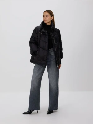 Reserved - Pikowana kurtka z wysokim kołnierzem - czarny
