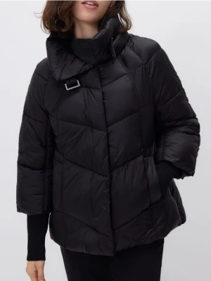 Reserved - Pikowana kurtka z wysokim kołnierzem - czarny