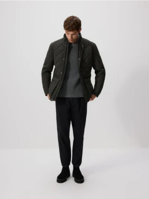 Reserved - Pikowana kurtka ze stójką - ciemnozielony