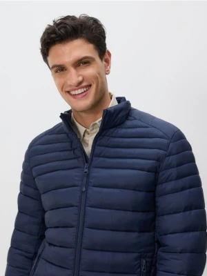 Reserved - Pikowana kurtka ze stójką - granatowy