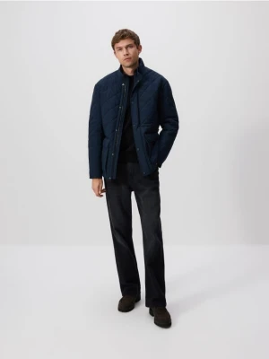Reserved - Pikowana kurtka ze stójką - granatowy