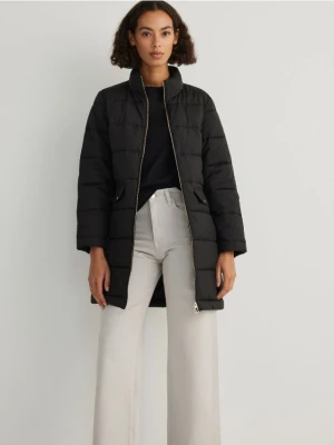 Reserved - Pikowany płaszcz light padded - czarny