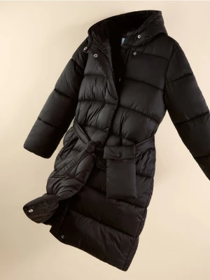 Reserved - Pikowany płaszcz z saszetką - czarny