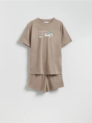 Reserved - Piżama dwuczęściowa z nadrukiem - beżowy