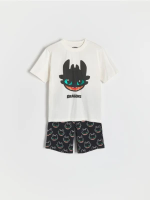 Reserved - Piżama Jak wytresować smoka - złamana biel