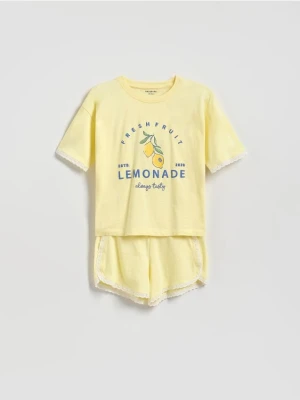 Reserved - Piżama z koronką - jasnożółty