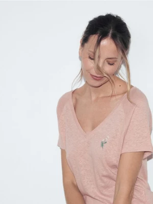 Reserved - Piżama z lnem i wiskozą - brudny róż