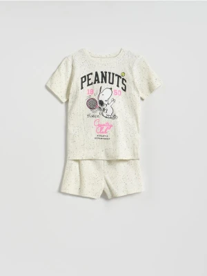 Reserved - Piżama z nadrukiem SNOOPY - złamana biel