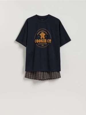 Reserved - Piżama ze świątecznym motywem - granatowy