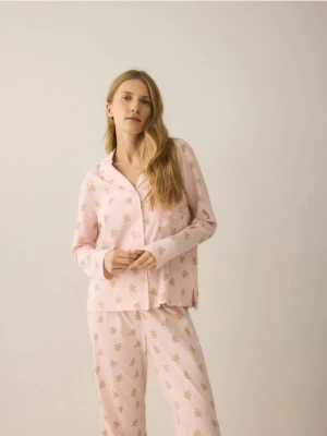 Reserved - Piżama ze świątecznym nadrukiem - pastelowy róż