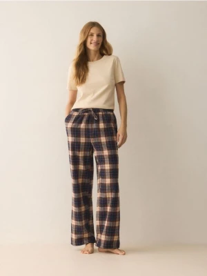 Reserved - Piżamowe spodnie w kratę - granatowy