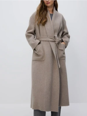 Reserved - Płaszcz handmade z wełną - beżowy