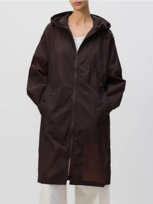 Reserved - Płaszcz oversize z kapturem - ciemnobrązowy