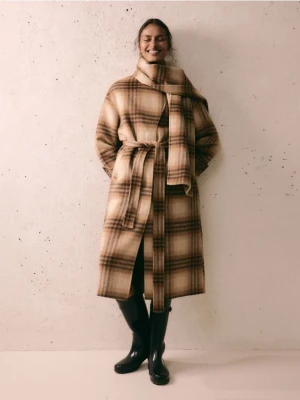 Reserved - Płaszcz oversize z wełną - wielobarwny