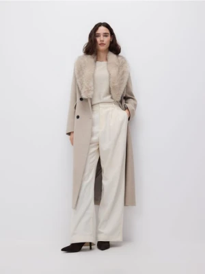 Reserved - Płaszcz z dodatkiem wełny - beżowy