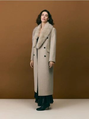 Reserved - Płaszcz z dodatkiem wełny - beżowy