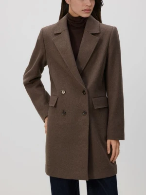 Reserved - Płaszcz z dodatkiem wełny - brązowy