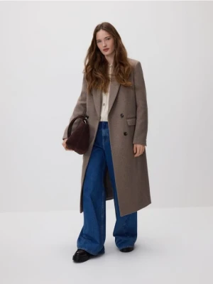 Reserved - Płaszcz z dodatkiem wełny - brązowy