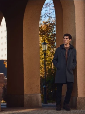 Reserved - Płaszcz z dodatkiem wełny - ciemnoszary