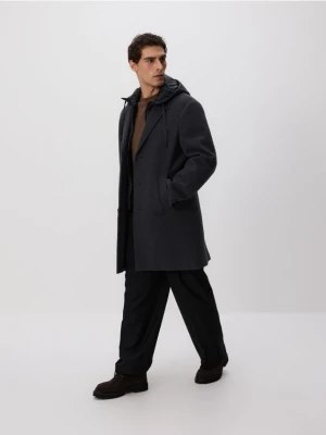 Reserved - Płaszcz z dodatkiem wełny - ciemnoszary