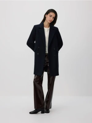 Reserved - Płaszcz z dodatkiem wełny - granatowy
