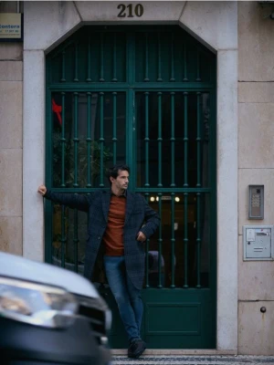 Reserved - Płaszcz z dodatkiem wełny - granatowy