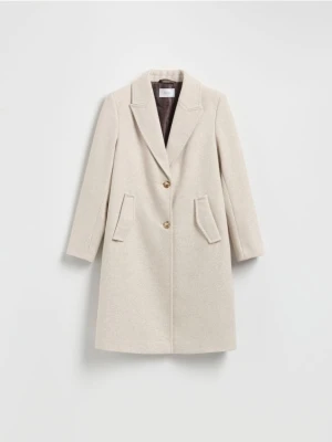 Reserved - Płaszcz z dodatkiem wełny - złamana biel