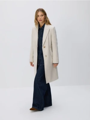 Reserved - Płaszcz z dodatkiem wełny - złamana biel