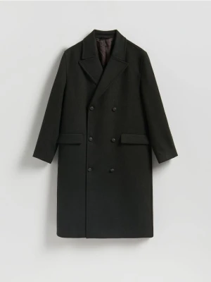 Reserved - Płaszcz z domieszką wełny - ciemnozielony