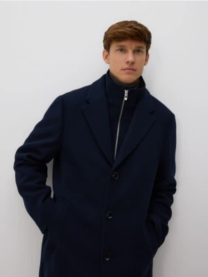 Reserved - Płaszcz z domieszką wełny - granatowy