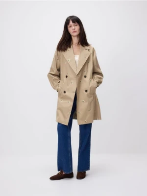 Reserved - Płaszcz z haftem - beżowy