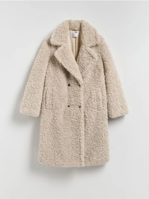 Reserved - Płaszcz z imitacji baranka - beżowy