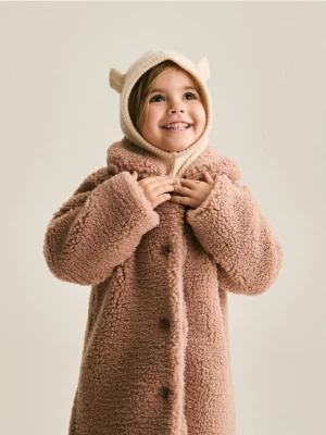 Reserved - Płaszcz z imitacji baranka - brudny róż