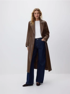 Reserved - Płaszcz z imitacji skóry - brązowy