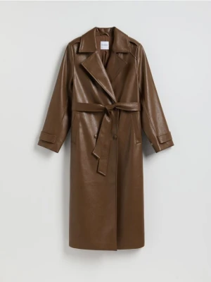 Reserved - Płaszcz z imitacji skóry - brązowy