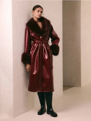 Reserved - Płaszcz z imitacji skóry - burgundowy
