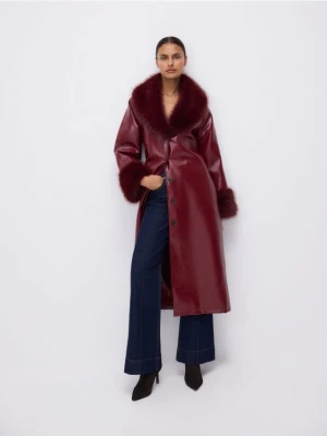 Reserved - Płaszcz z imitacji skóry - burgundowy